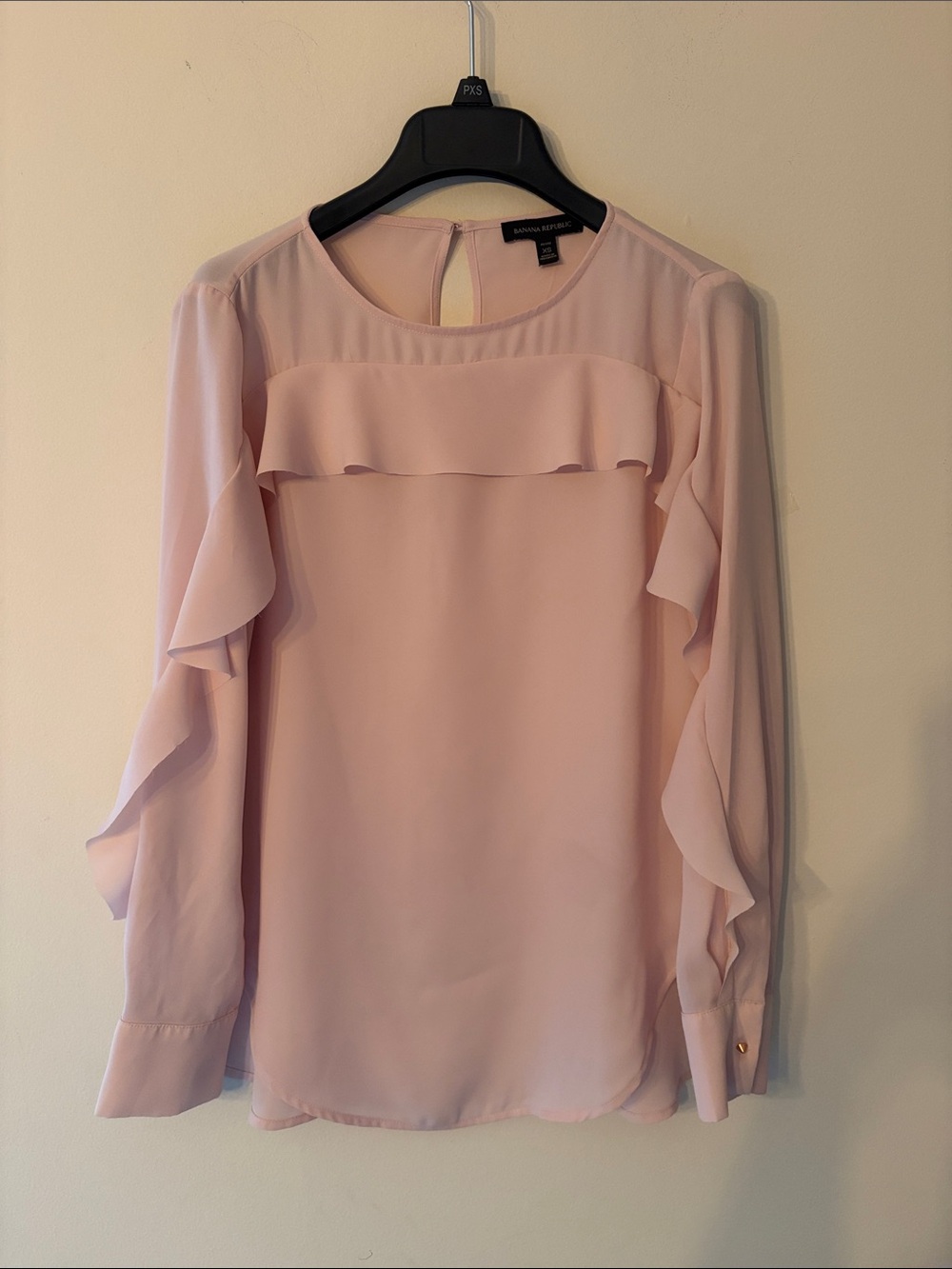 Banana Republic Blush Pink Ruffle Long-Sleeve Blouse